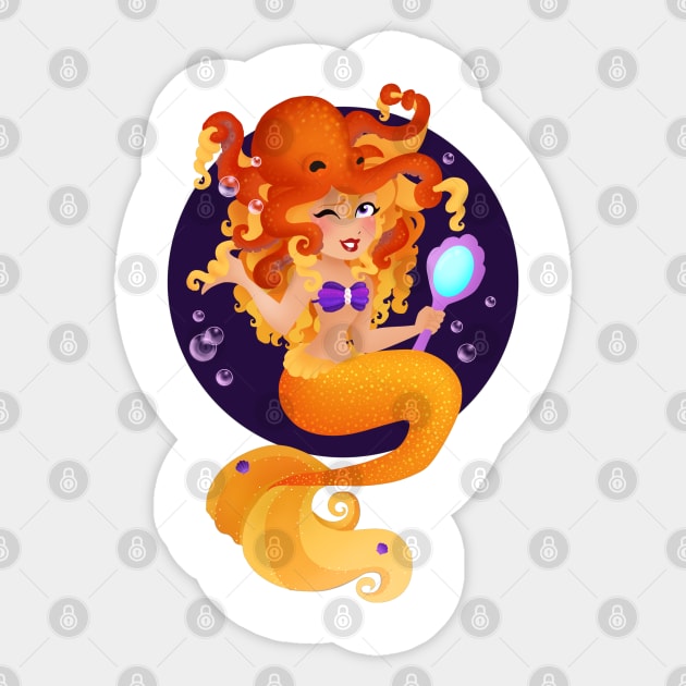 Orange Mermaid Sticker by Redheadkls